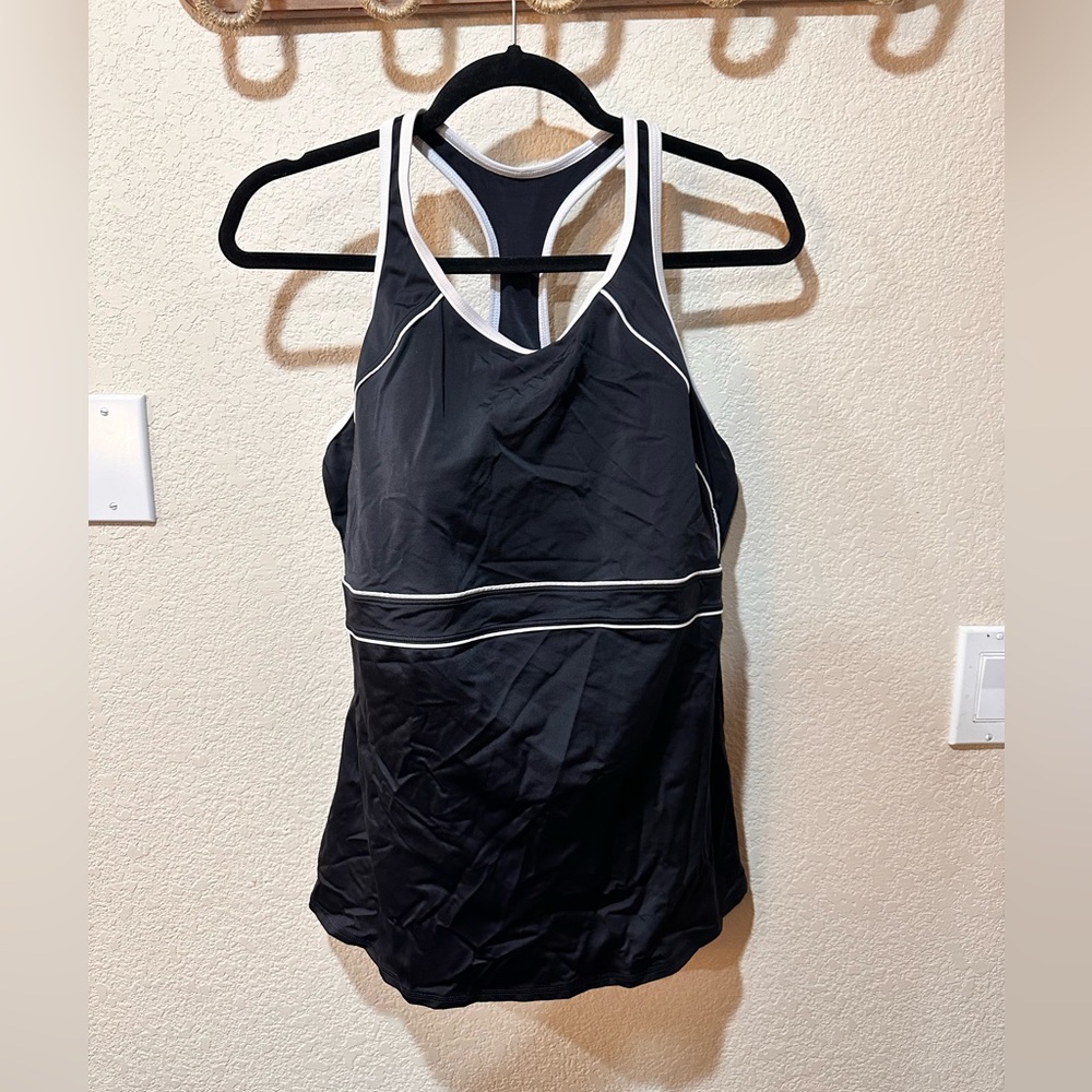 Lands End, black racer back tankini size 18 DD